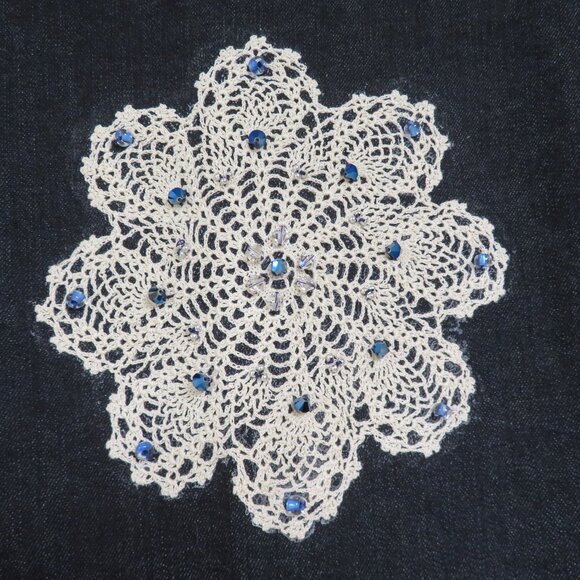 Talbots Embellished Denim Trouser 14 Black Solid - Picture 4 of 6